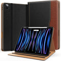 Case for New iPad Pro 12.9 inch 6th/5th/4th/3rd Generation 2022/2021/2020/2018 12.9'' ipad Pro Leather Folio Protective Cover 6/5/4/3 Gen with Pencil Holder Auto Wake/Sleep Brown Black