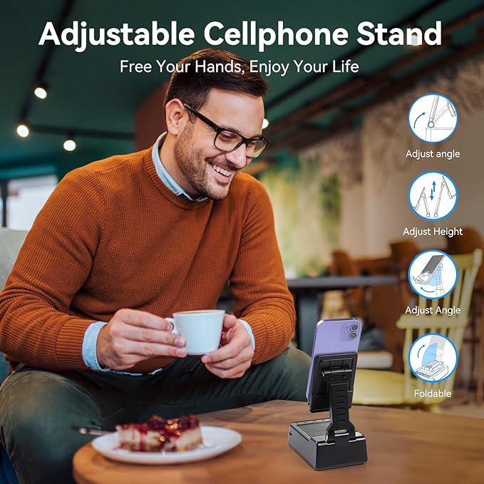 Father's Day Gifts for Dad Birthday Gifts for Men Women Cell Phone Stand with Bluetooth Speaker with 5000mAh Charger HD Surround Sound for Desk