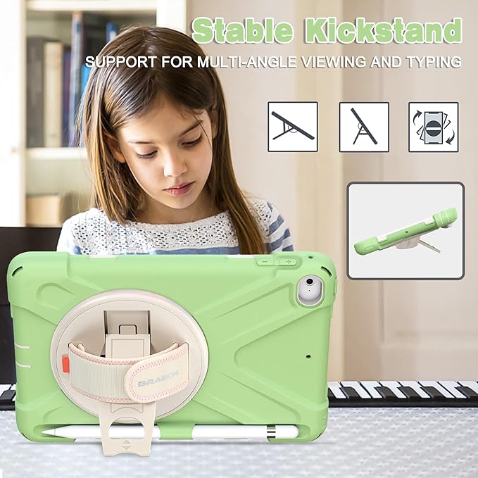 BRAECN iPad mini 5 CaseiPad mini 4 Case Heavy Duty Shockproof Protective Rugged Case with Pencil HolderHand StrapKickstand Shoulder Strap for iPad mini 5th/4th Generation 7.9 Inch for Kids