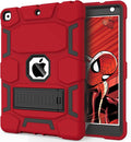 CCMAO for iPad 9th/8th/7th Generation 10.2 Inch Case 2021/2020/2019 with Kickstand Heavy Duty Shockproof Hybrid Three Layer Protective Cover Red+Black