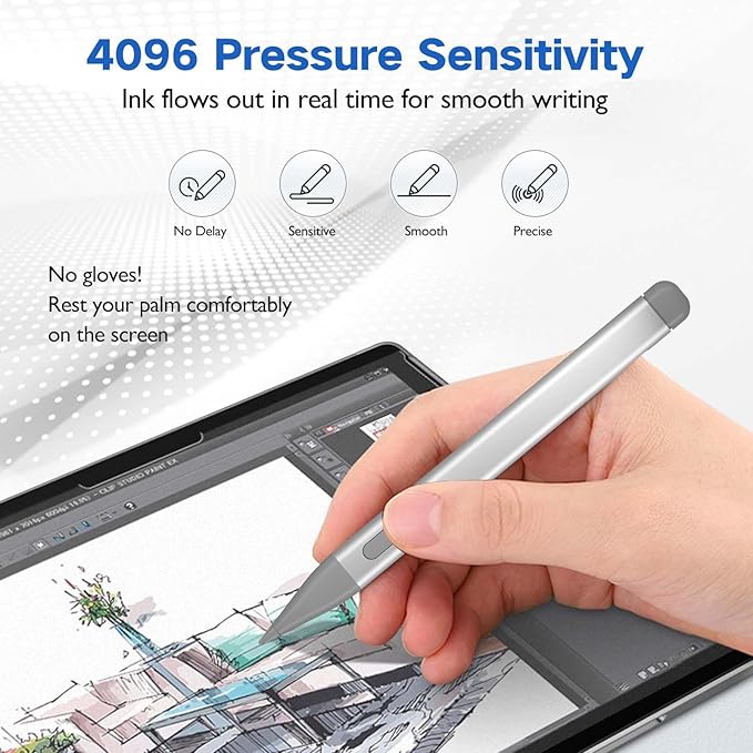 Slim Pen 2 for Microsoft Surface with 4096 Pressure Eraser &amp Right-Click Palm RejectionGraphite Nibfor Surface Pro 12/11/10/9/8/7/6/5/4/XSurface Go 4/3/2Book 3/2/1Laptop1-6Surface Studio 2