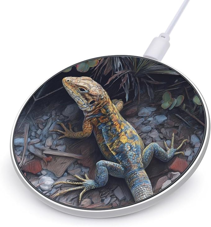 Colorful Lizard Fast Portable Charger 10W Funny Graphic Phone Charging Pad with USB Cable