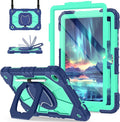 for Galaxy Tab A11+ Plus/A9+ Case 11” Rugged Case for Samsung Galaxy A11 Plus/ A9 Plus Tablet with 360 Rotating Stand Screen Protector Shoulder Strap Pen Holder 2025/2023 Model Navy Mint