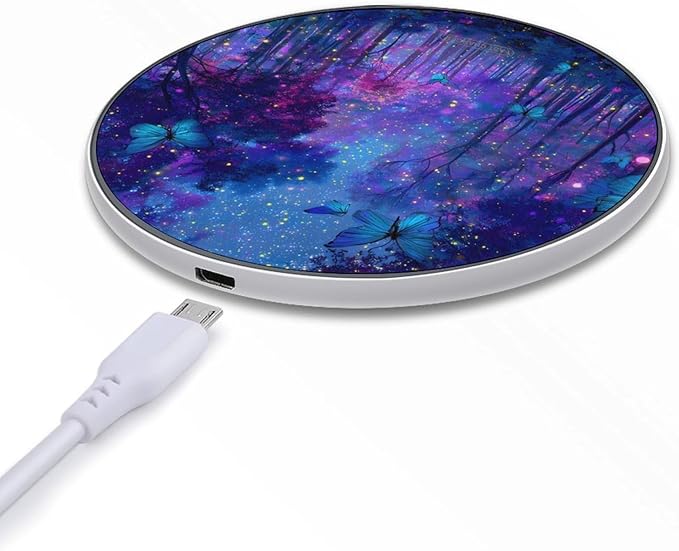 Glowing Butterflies Magical Forests Phone Charger Magnetic Charging Pad Anti-Slip with USB Cable