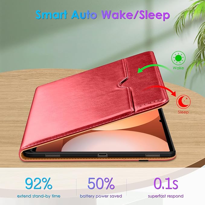 DTTO for Samsung Galaxy Tab S10 Ultra / S9 Ultra / S8 Ultra Case 2024/2023/2022 Premium Leather Business Folio Stand Cover with S Pen Holder for 14.6 Inch Tablet Auto Wake/Sleep Red