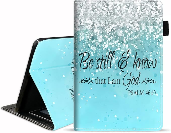 Case for Kindle Fire HD 10/Fire HD 10 Plus Tablet 10.1 inch (11th Generation 2021 Released) - Blue Background Bible Verse Psalm 46:10 Design Slim PU Leather Cover with Auto Sleep Wake