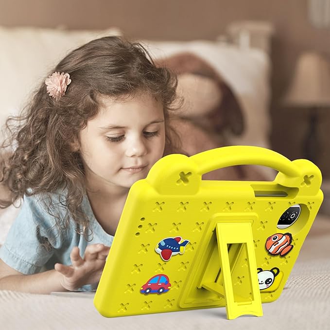 Compatible with Honor Pad X7 8.7 inch 2025 Tablet Case Kids Friendly Universal Lightweight Shockproof Protective Case with Shoulder Strap &amp Stand Handle Yellow