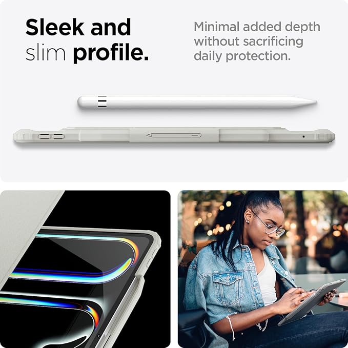 Spigen for iPad Pro 11 inch Case M5/M4 (2025-2024) with Detachable Magnetic Cover Air Skin Pro Clear Transparent Back and Pencil Holder Gray