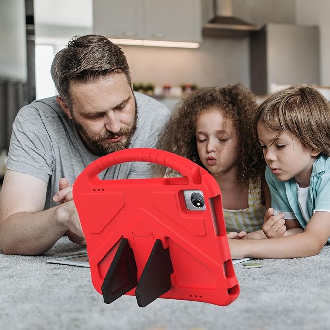 Kids Universal Case for Blackview Tab 8 WiFi 10.1 inch 2023 EVA Foam Stand Handle Cover for Blackview Tab 7 WiFi/OSCAL Pad 60/ DragonTouch Notepad 102/ Teclast P40HD 10.1 Tablets - Red