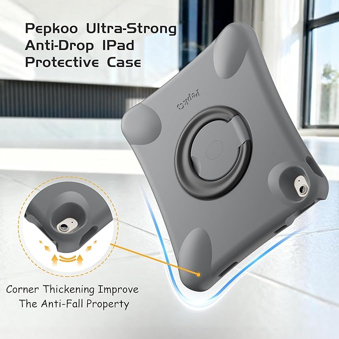 Pepkoo for iPad Air 13 inch Case for Kids with 360° Rotatable StandShockproof EVA Handle Cover for iPad Air 13 M3 2025 and M2 2024 Models