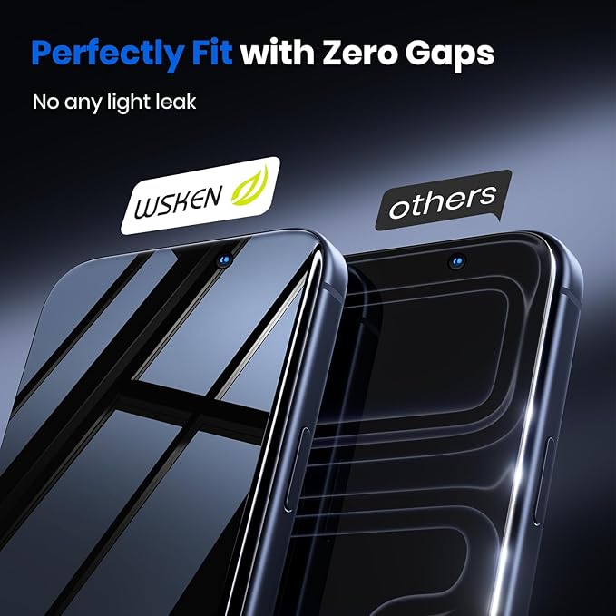 WSKEN for iPhone 17 Pro Max Privacy Screen Protector - 3D Full Coverage 24° Anti Spy &amp Auto Installation Full Edge Coverage Case Friendly Fit Tempered Glass Screen Protector 17 ProMax