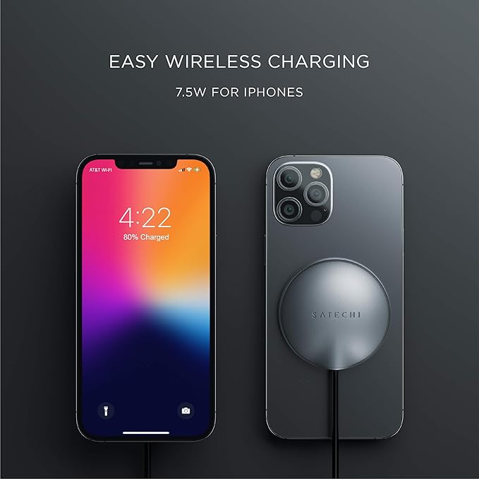 Satechi USB C Magnetic Wireless Charging Cable (Magnetic Wireless Charger) - Compatible with iPhone 16 Pro Max/16 Pro/16/16 Plus iPhone 15 Pro Max/15 Pro/15/15 Plus and More