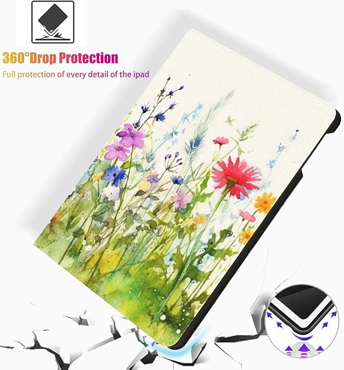 for Samsung Galaxy Tab A11 Plus 2025/ Tab A9 Plus 2023 11 inch Tablet CaseAuto Wake/SleepAdjustable Stand Protective Cover - Plant Flower