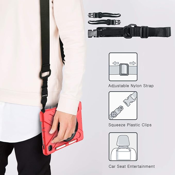BRAECN for Samsung Galaxy Tab S6 lite Case 10.4 inch 2024/2022Rugged Shockproof Case with 360 Rotating Hand Strap&ampKickstand Shoulder Strap S Pen Holder for Samsung Galaxy Tab S6 Lite Tablet