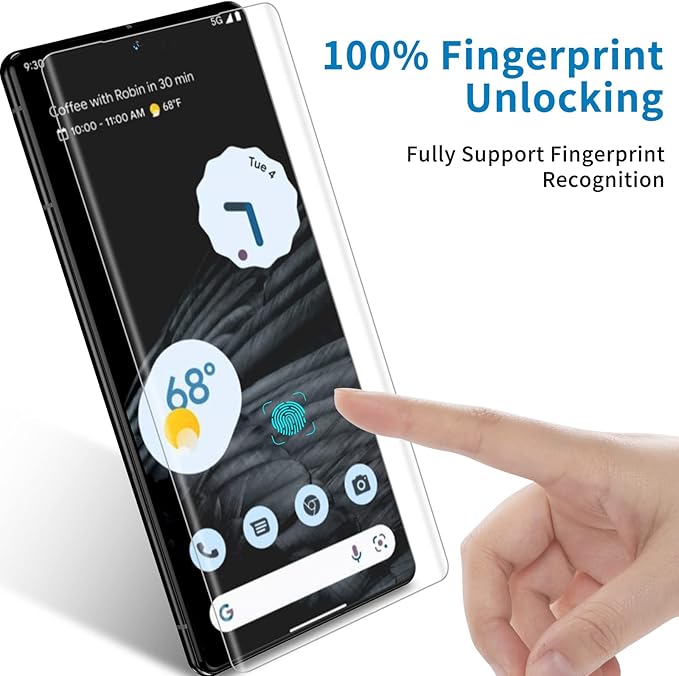 [3 Pack] Google Pixel 7 Pro Screen Protector Glass 3D Curved Tempered Glass Shield Support Fingerprint Unlocking Scratch &amp Impact Protection Full HD Clear &amp Touch Smoothly for Pixel 7 Pro 5G