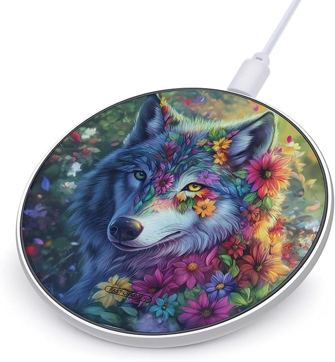 Wolf Wireless Charger Anti-Slip Wireless Charging Pad Slim Charger Mat for Men Women