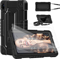 Shockproof Case for Walmart Onn 7 inch Tablet Case (2024 Model 100135924) Rugged Kids Friendly Case with Screen Protector Shoulder Strap Kickstand for Onn 7 4th Gen 2024 Model (Black+2Pcs)