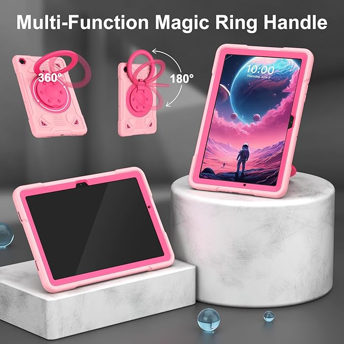 Case for Samsung Galaxy Tab A11+ Plus/ A9+ 11 inch 2025/2023 with Screen Protector 360°Rotating Stand &amp Shoulder Strap Pencil Holderfor Tab A11 Plus / A9 Plus Tablet Case Kids (Pink+Hot Pink)