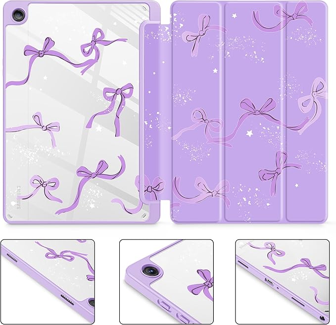 Tuiklol for Samsung Galaxy Tab A9+ Tablet 11” / A9+ Plus 2024 2023Buit-in S-Pen Holder with Clear Protective Cover Transparent Back Shell Auto Wake/Sleep Samsung Tab A9 Plus CoverBow-Purple
