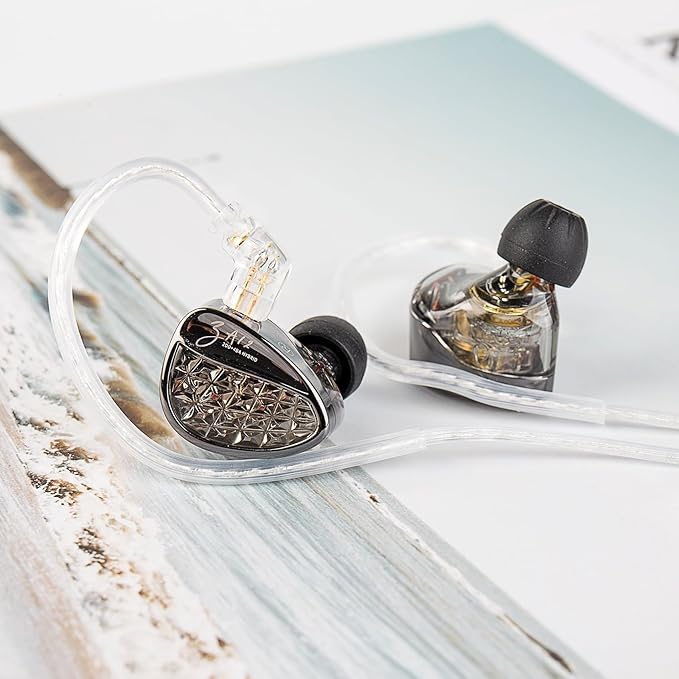 KZ ZA12 in Ear Monitor 2DD+4BA Hybrid Wired Earbuds KZ in Ear Monitor Gaming EarbudsSilver-Plated IEM Cable for Audiophile (No Microphone Matte Black)