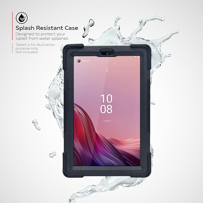 CTA Digital Protective Tablet Case - Protective Case with Built-in 360° Rotatable Grip Kickstand for Lenovo M9 Tablet - Black (PAD-PCGKKM9)