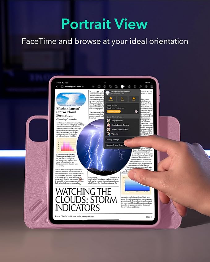 ESR for iPad Pro 13 Inch Case (M5/M4) 2025/2024 Rotating Case with Removable Magnetic Cover Adjustable Portrait/Landscape Stand 9 Standing Angles Shift Series Pink