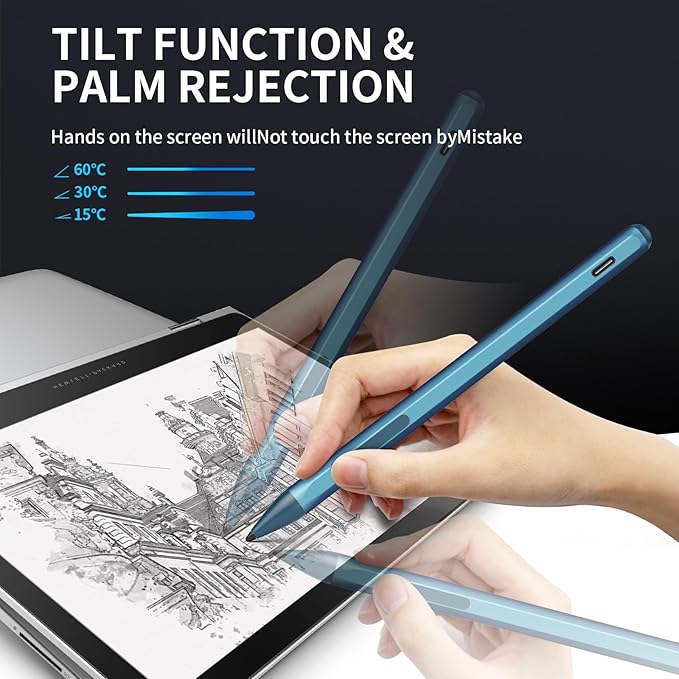 Stylus Pen for ASUS Transformer/Mini/ASUS Zenbook Flip/Pro/ASUS Vivobook Flip/Pro/Duo/ASUS Notebook Rechargeable MPP 2.0 Tilt Active Pen with 4096 Pressure Sensitivity Tpye-c Charge Blue