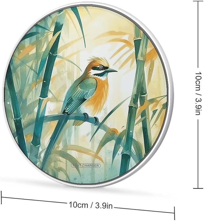 Birds and Tree Wireless Charger Fast Wireless Charging Pad with USB Cable 10W Anti-Slip Magnetic Wireless Charger Portable Slim Charger Puck Travel Charging Station