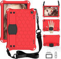 Bumper Case for Fire HD 8/Plus 10th Gen (2020 Only) Techcircle Shockproof Hand Belt Stand Cover Kids EVA Foam Honeycomb Protective Case with Shoulder Strap Handle Light Cover Red