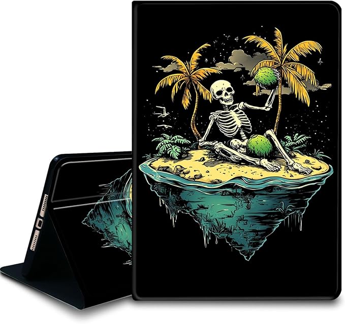 Bxgolkgd Tablet Case for Amazon Fire HD 10/10 Plus(13th/11th Generation) 10.1 InchShockproof Stand Cover with Heat DissipationAuto Wake/Sleep FunctionSkeleton Coconut Tree Floating Island