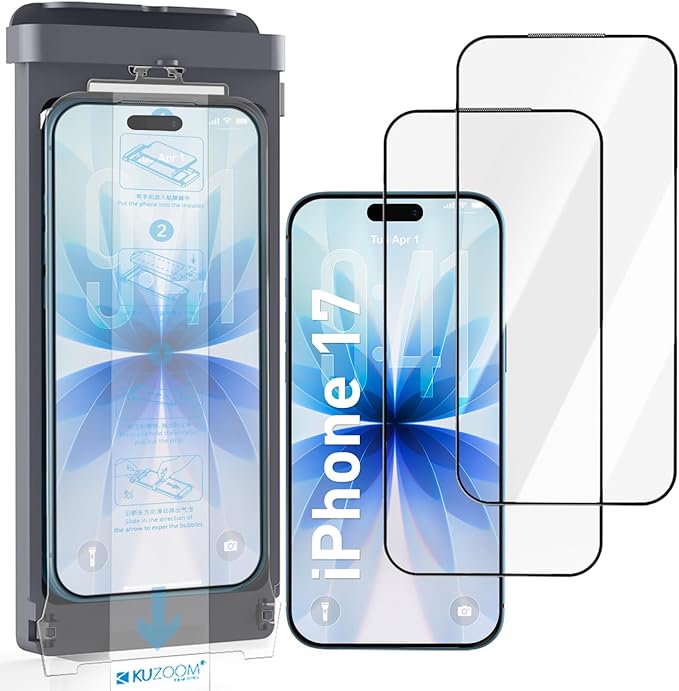 2 Pack HD Screen Protector for iPhone 17/16 Pro [6.3 Inch] High Definition Clarity 9H+ Tempered Glass Shatterproof Anti-Scratch Protective Film with Auto-Alignment Installation Frame