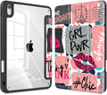 Case for iPad (A16) 11th Gen 11 Inch 2025 iPad 10th Gen 10.9 inch 2022 with Pencil Holder Slim Printed Stand Protective Cover with Hard PC Translucent Back Shell Cover Girly Graffiti