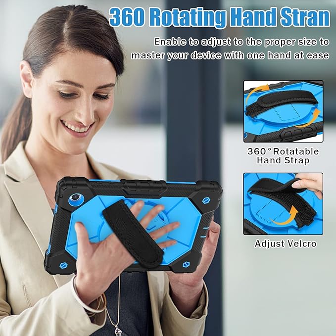 Case for Samsung Galaxy Tab A8 10.5 - Soft Silicone Protective Handle Stand Kids Case Black/Blue