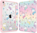 Case for iPad 11 inch A16 2025 Generation 11th / iPad 10.9 inch 2022 10th Gen Buit in Pencil Holder with Shockproof Cover Clear Transparent Back Shell Auto Wake/Sleep Rainbow Unicorn