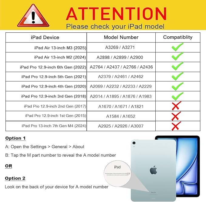 SCSVPN Case for iPad Air 13 inch M4/ M3/ M2 (2026/2025/2024) &amp iPad Pro 12.9 Case 6th/5th/4th/3rd Gen 2022 2021 2020 2018 Protective Cover w/Pencil Holder Rotate Stand/Handle Shoulder Strap Pi