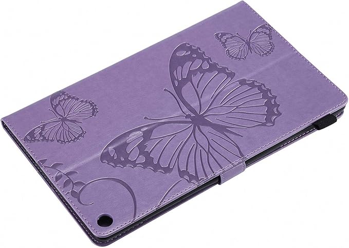 Case for Fire HD 10 Tablet Techcircle Butterfly Embossed Slim Folding Stand Cover with Credit Card/Cash Holder Case for Amazon Fire HD 10.1 5th/7th/9th Generation-2015/2017/2019 Release Lavender