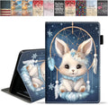 Case for Amazon Kindle Fire 7 Tablet (7 9th/7th Generation 2019/2017 Release) Slim PU Leather Cover with Card Slot &amp Auto Wake/Sleep Dreamcatcher Rabbit