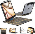 Transparent Case with Wireless Keyboard for iPad Air 13 Inch (M3/M2 2025/2024) 7 Colors Backlight Multi-Touch Trackpad 360° Rotating Stand with Pencil Holder for iPad Pro 12.9 Inch (6/5/4/3 Gen)