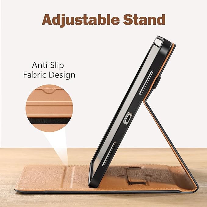 Akkerds Compatible for iPad (A16) 11th Generation Case 11 Inch 2025 for iPad 10th Generation Case 10.9 Inch 2022 with Pencil Holder Protective Leather Business Stand Cover Multiple Angles Black