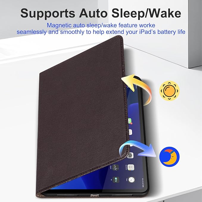 Case for iPad A16 11th Gen 11 InchiPad 10th Gen. 10.9 InchLeather Folio Cover with Auto Wake/Sleep Adjustable Stand Shockproof and Multiple View Angles Protection Case-Dark Brown