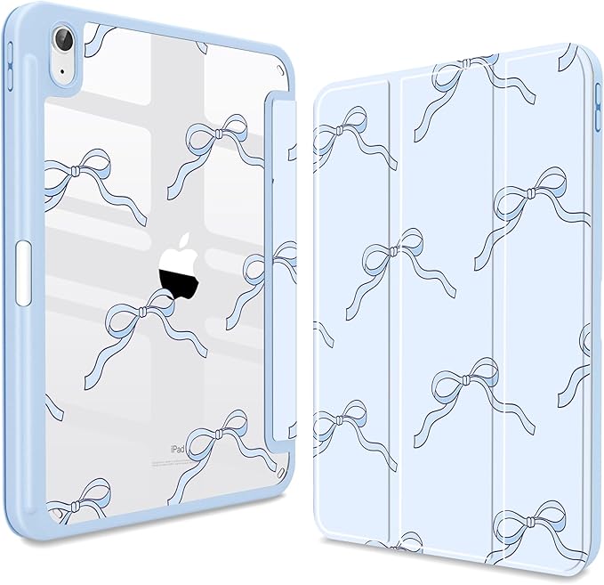 CISSOOK Compatible with iPad 11 Inch 2025 (A16) Case /10.9 inch iPad 10th 2022 with Apple Pencil Slot Auto Wake/Sleep Soft Light Blue Bow Shockproof Cover
