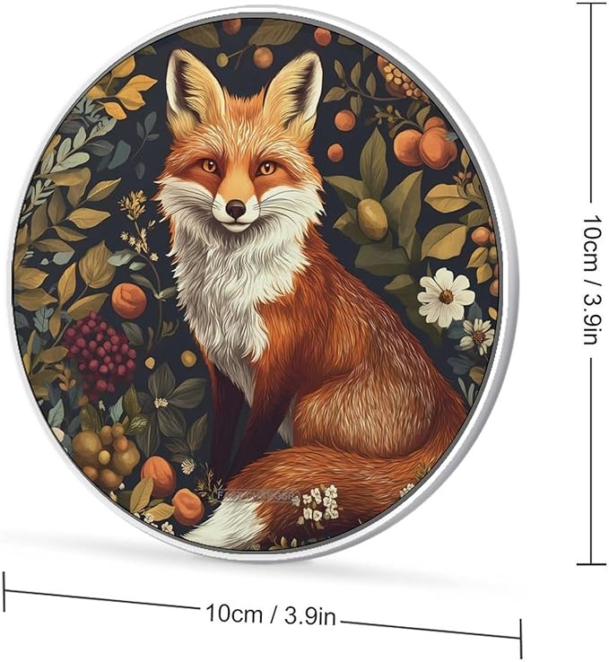 Fox Vintage Forests Wireless Charger Anti-Slip Wireless Charging Pad Slim Charger Mat for Men Women
