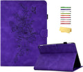 Folio Case for Amazon Kindle Fire HD 8/Fire HD 8 Plus (12th/10th Generation 2024/2022/2020) 8 with Stand/Pencil Holder [Auto Sleep/Wake] Embossed PU Leather Smart Cover Purple Butterfly Flower
