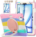 BATYUE Case for iPad Air 11-inch M4 (2026)/ M3 (2025)/ M2 (2024) iPad Air 5th/4th 10.9 inch(2022/2020) iPad Pro 11 4th/3rd/2nd/1st Kids Cover with 360° Rotating Stand Pencil Holder Strap Pink