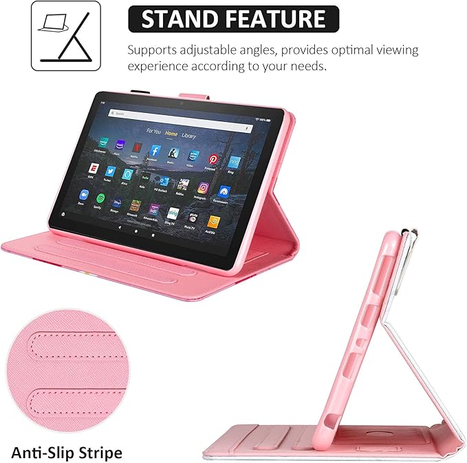 Dteck Case for All-New Fire HD 10 &amp HD 10 Plus Tablet (2021 Release 11th Generation) - Multi-Angle Folio Stand Premium Embossed Leather Protective Smart Cover with Auto Wake Sleep Gold Pineapple