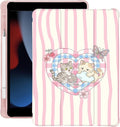 Cue Kawaii Kitten Cat Heart for iPad Air 3 Case with Pencil Holder Auto Sleep/Wake Pink Leather Soft TPU Back Cover for iPad Pro 10.5 Inch 2017