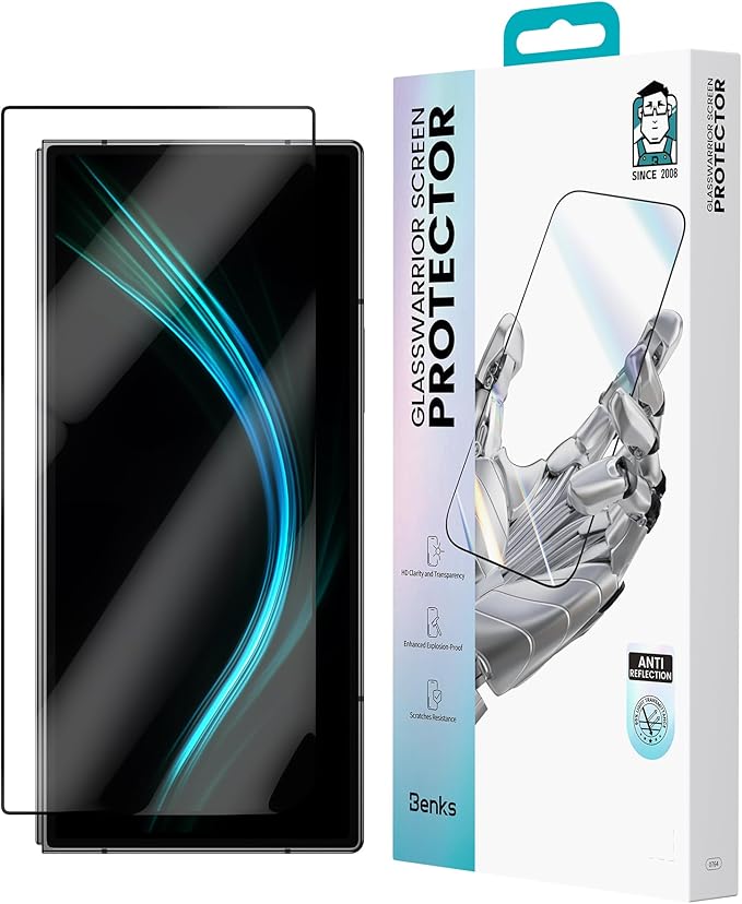 BENKS GlassWarrior AR Screen Protector for Samsung Galaxy Z Fold 7 Anti-Reflective Tempered Glass Screen Protector [Case Friendly] Anti Scratch Bubble Free