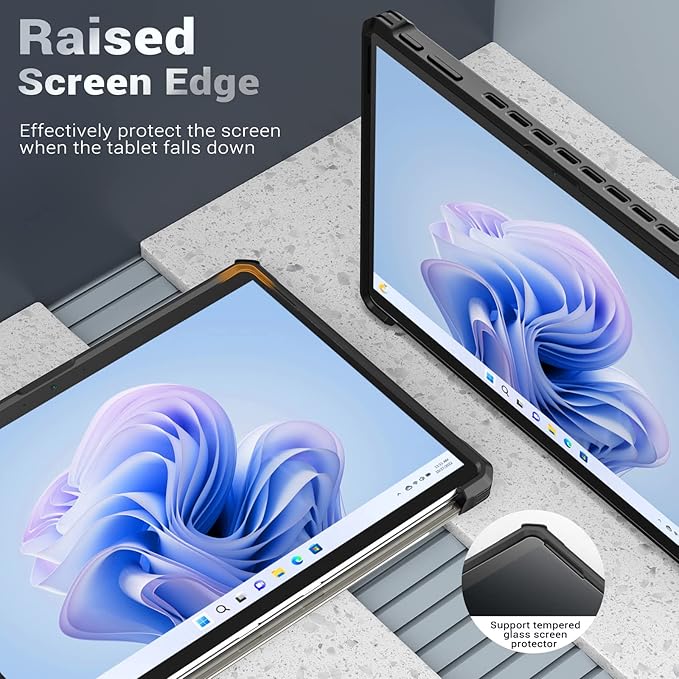 MoKo Case for Microsoft Surface Pro 11 Surface Pro 10 Surface Pro 9 13 Inch All-in-One Rugged Cover with Kickstand Protective Case Compatible with Type Cover Keyboard Frosted Black