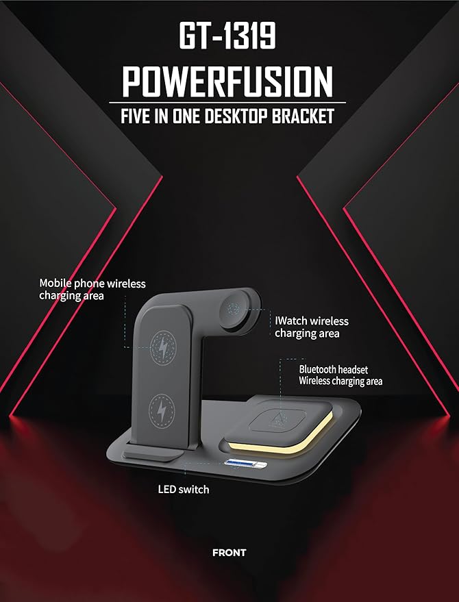 15W Fast Wireless Charging Station: 3 in 1 Charger Stand Multiple Devices for 17 16 15 14 Pro Max - i Watch 11 10 9 8 7 6 5 4 3 SE and Ultra Series - Air pods 4 3 2 Pro