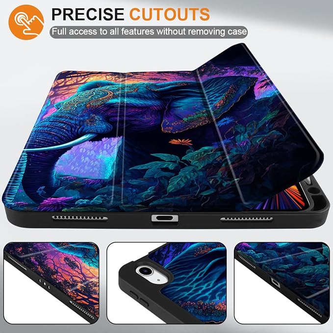 MEEgoodo for M4/M3/M2 iPad Air 11 inch Case 2026 2025 2024Case for iPad Air 5th Generation/iPad Air 4th Gen 10.9 inch 2022 2020 Tablet Cover with Soft TPU Back Shell Elephants